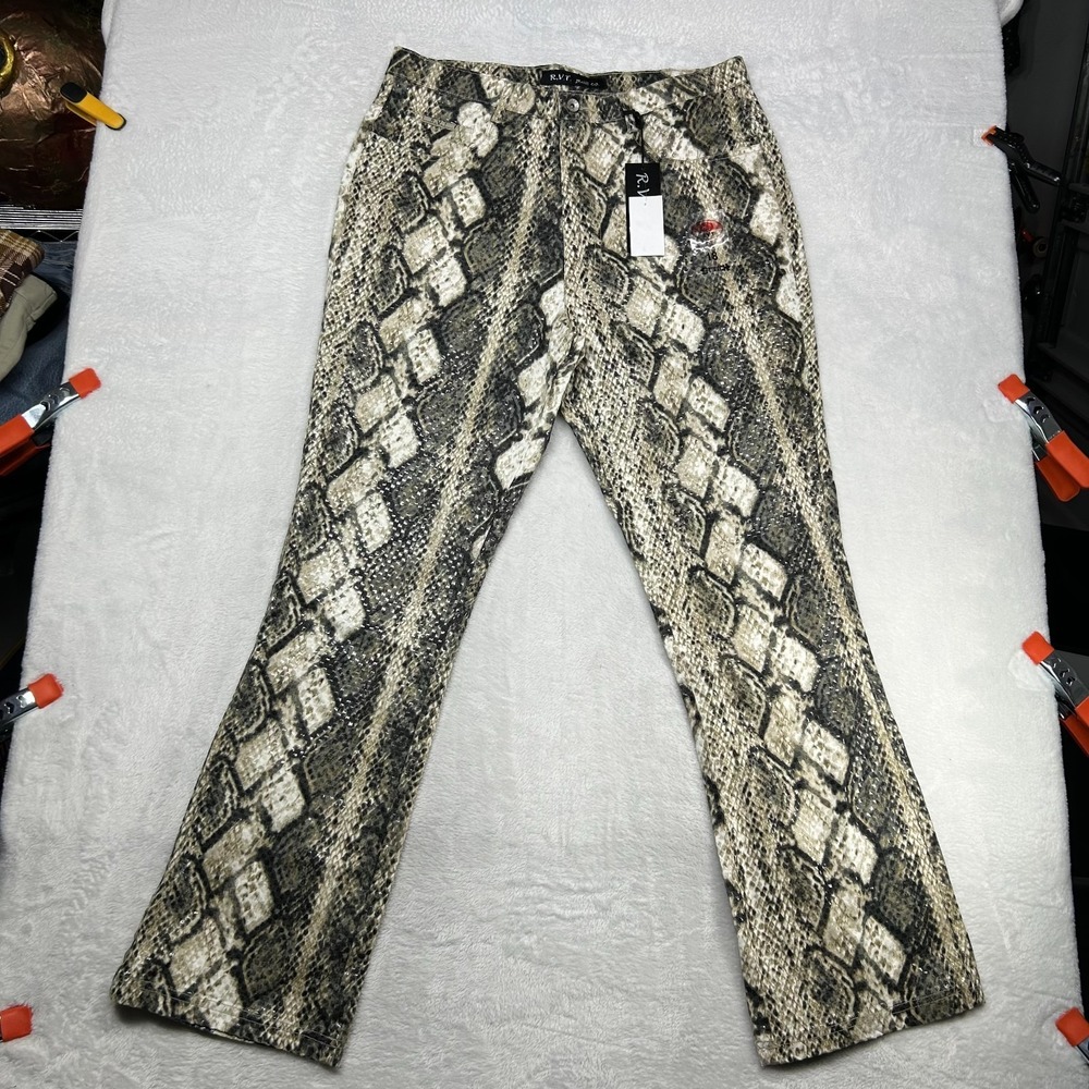 R.V.T. Jeans Co. Bootcut‎ Pants Women's 18 Snake Print Pockets - 34X31.5 NWT